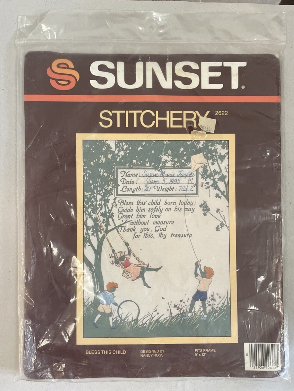Vtg Sunset Stitchery BLESS THIS CHILD Embroidery Kit 2622 SEALED